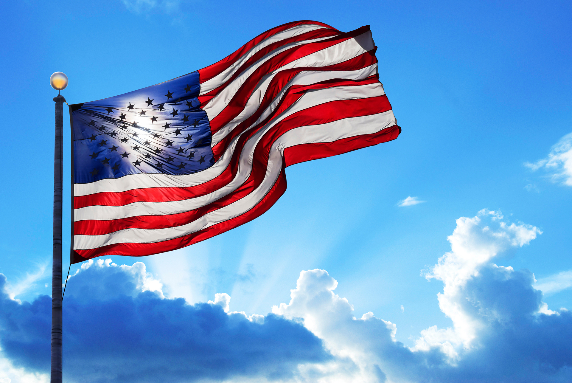 US flag waving in the wind
